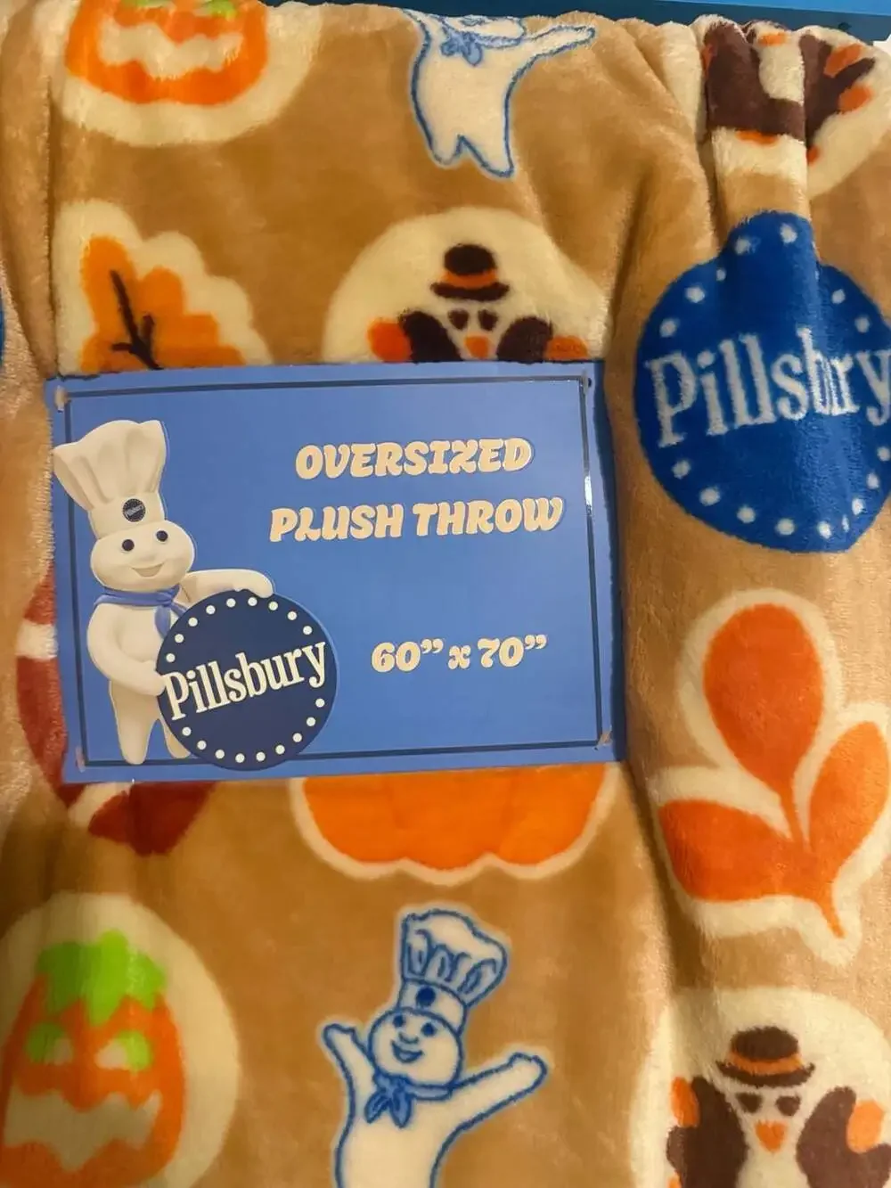 Pillsbury Thanksgiving Fall Cookie Oversized Plush Throw Blanket 60x70